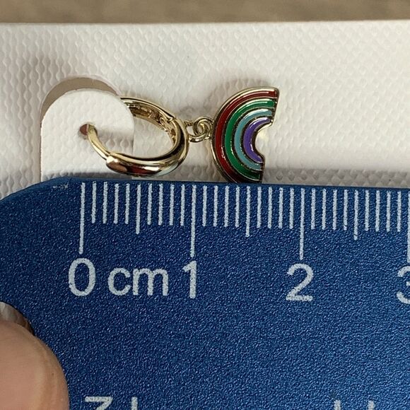 Panacea Floral Rainbow Dangle Earrings Gold Tone Crystal Stud Lead Complaint - Picture 7 of 8